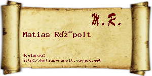 Matias Rápolt névjegykártya